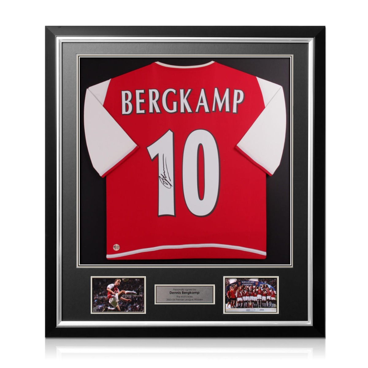 Dennis Bergkamp Signed Arsenal 2002-04 Football Shirt. Deluxe Frame ...