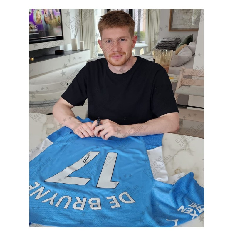 Buy Official Manchester City FC De Bruyne Signed Shirt (Framed)