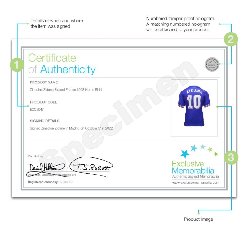 Zinedine Zidane France National Team Autographed Soccer Jersey Custom Framed