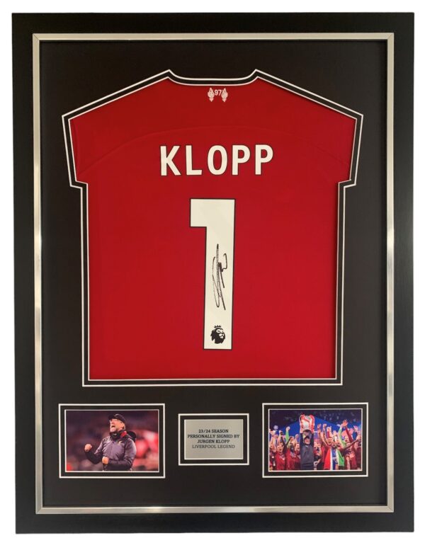 Jurgen Klopp signed, framed Liverpool Shirt