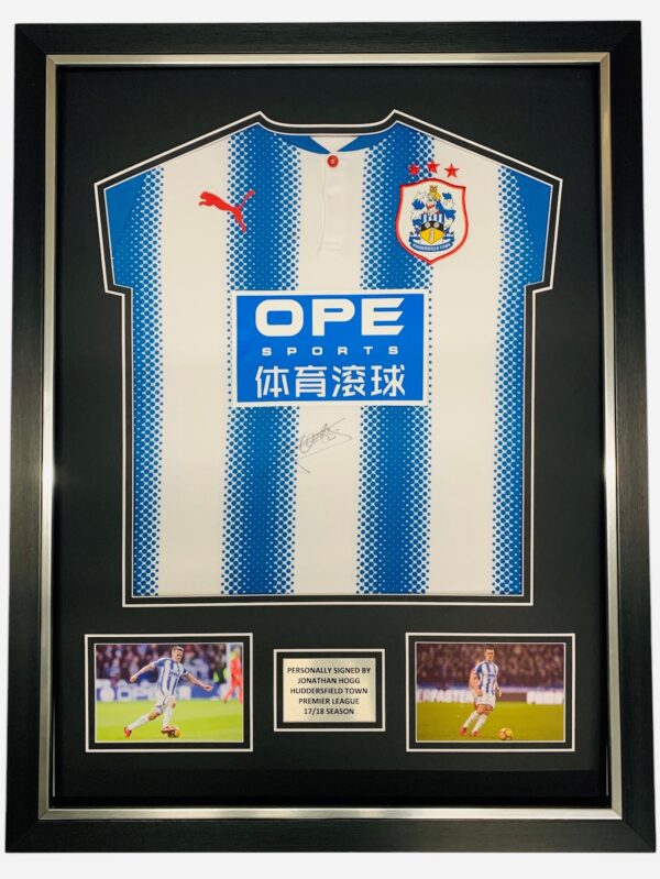 Jonathan Hogg signed, framed 2017/2018 First Season Premier League Shirt